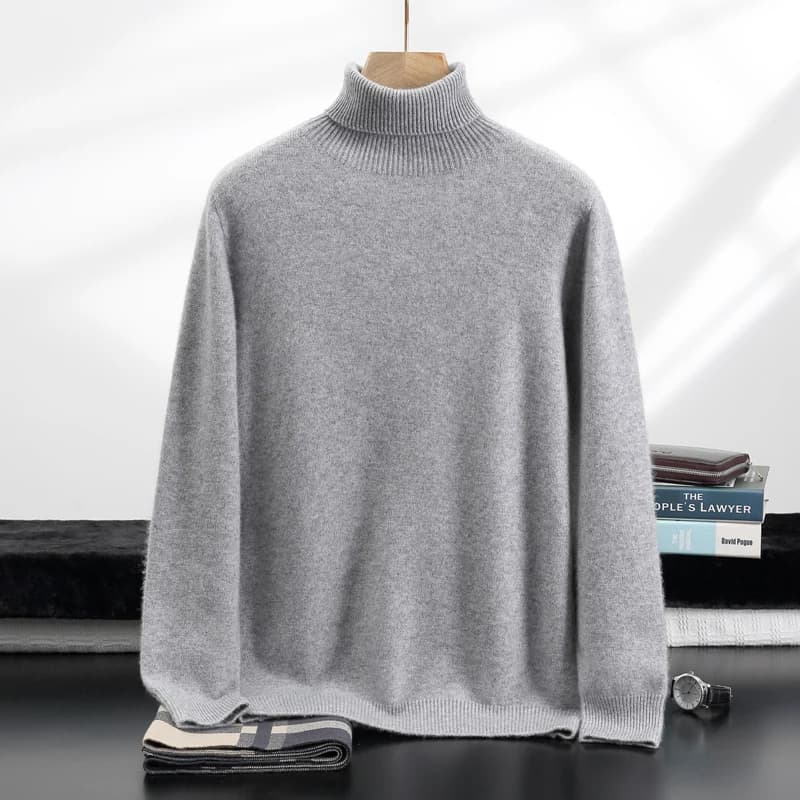 Men's High Neck Clothing 100% Pure cashmere sweater Autumn New knit loose pullover for leisure Long sleeved jacket Top