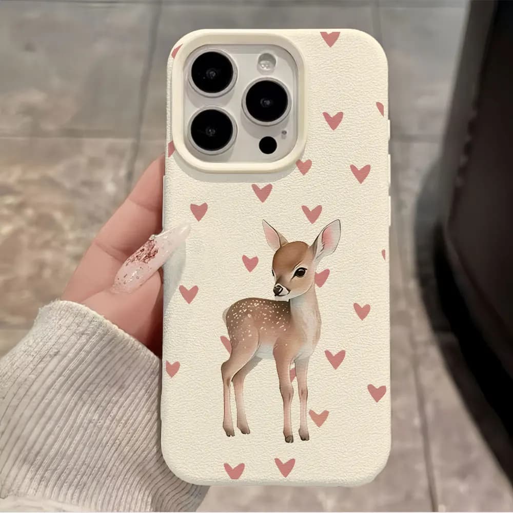 Cover per iPhone Baby Deer per modelli 17, 16, 12, 11, 15, 14, 13 Pro Max, 14, 15, 16 Plus, 17 Air, X, XS, XR16, compatibile con MagSafe, finitura opaca, colore caramella
