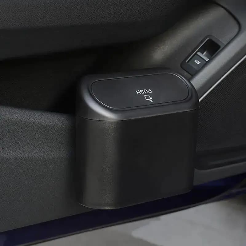 Wholesale Portable Plastic Car Storage Box Mobile Trash Bin With Waterproof Lid Trash Basket