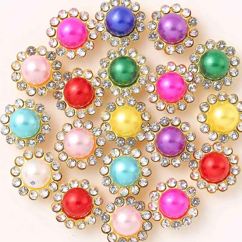 100 pz. 12mm Perle a griffe a forma di girasole, strass in cristallo da cucire, accessori per vestiti, borse e scarpe