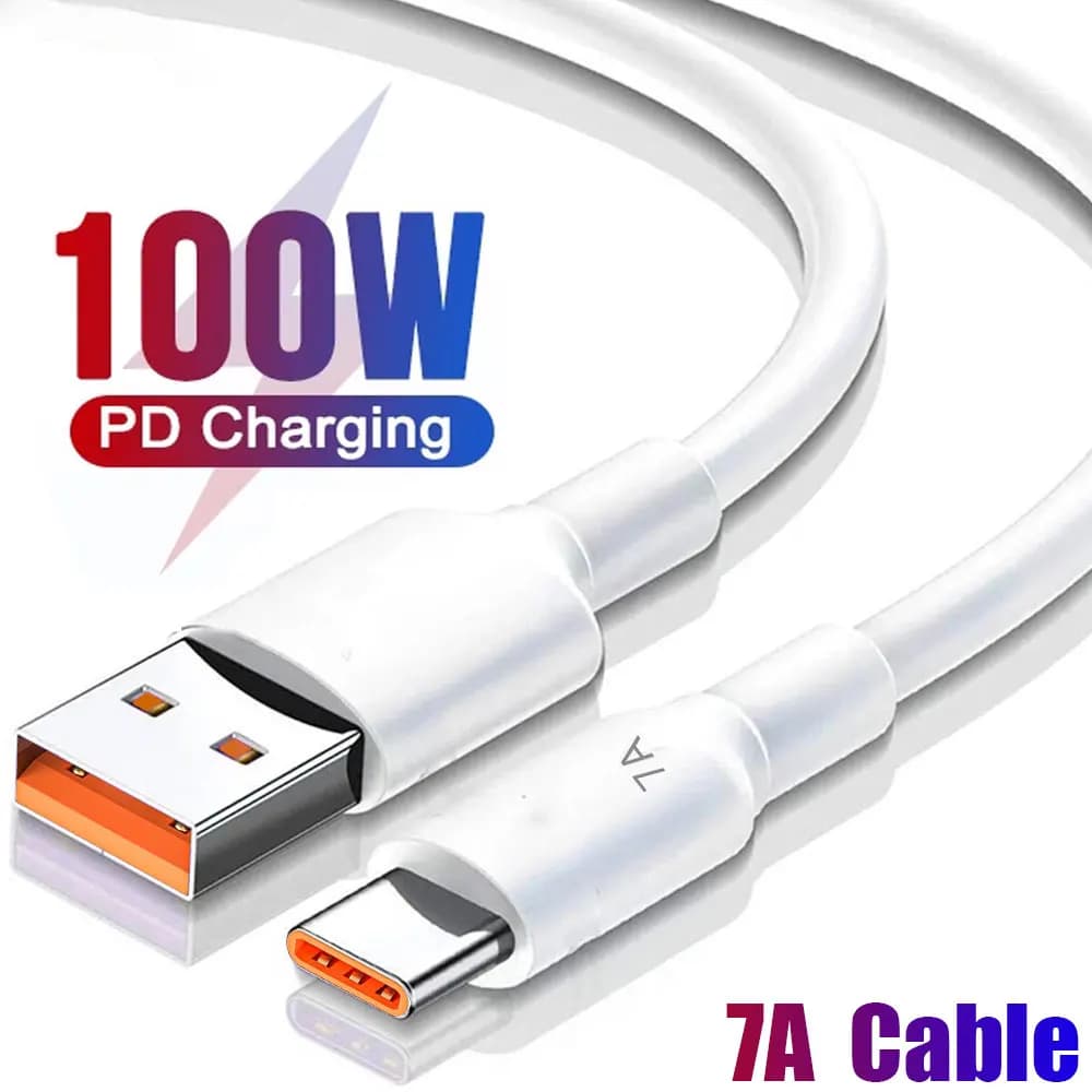 Cavo di Ricarica Rapida USB a Tipo C PD 7A 100W da 0,25/1/1,5/2m, Cavo Dati Super Charge per Telefoni Android Xiaomi Samsung Huawei