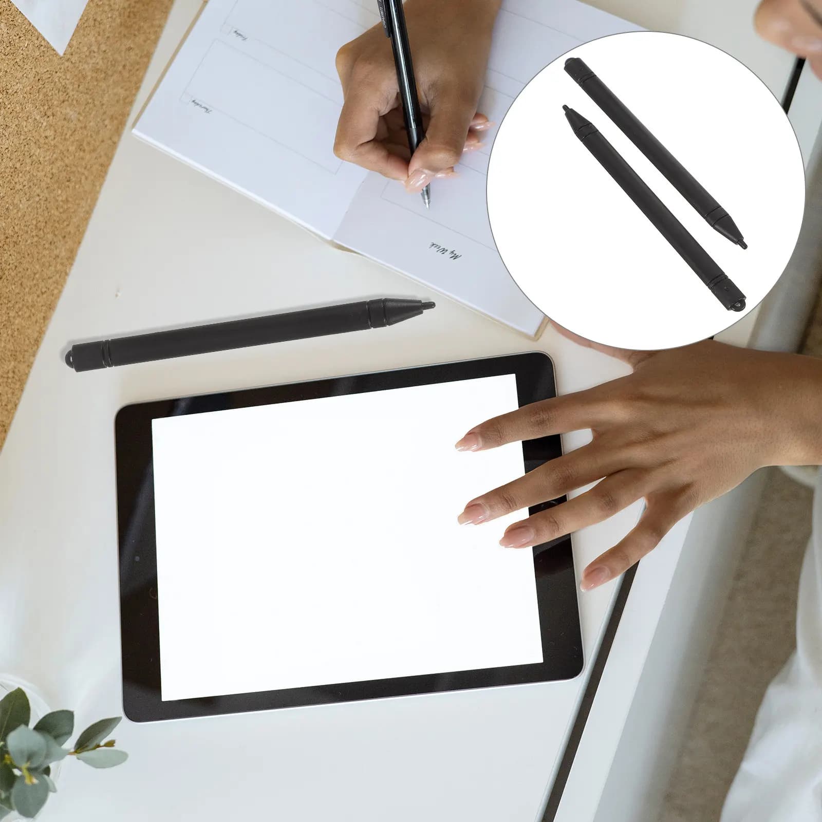 Penna digitale per tablet da 2 pezzi, compatibile con stilo universale per disegno, pittura, editing, grafica, scrittura a mano, tablet LCD, colore nero