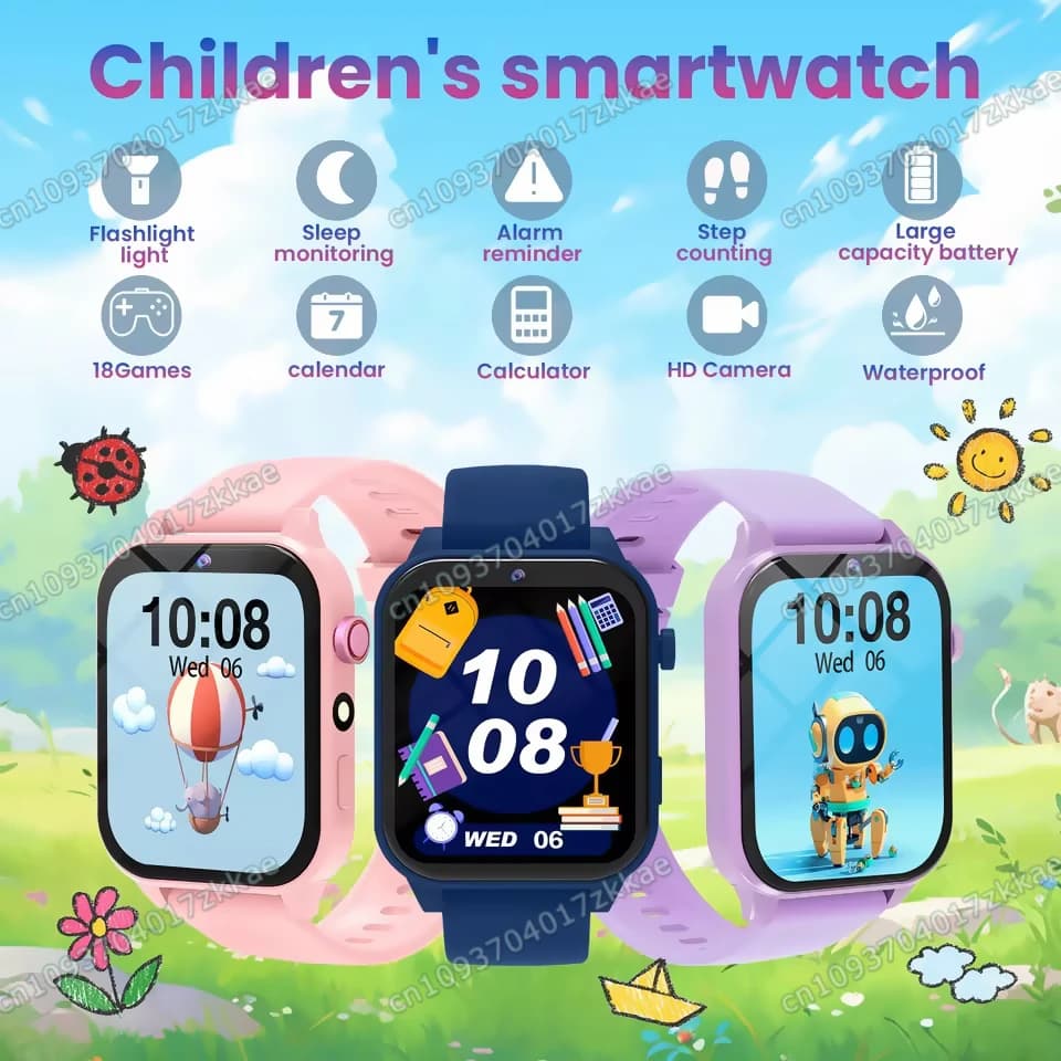 Kids Camera Smart Watch Children Games Sleep Monitor Flashlight Alarm Clock Boy Girl Birthday Gift Children Kids Smartwatch HW12