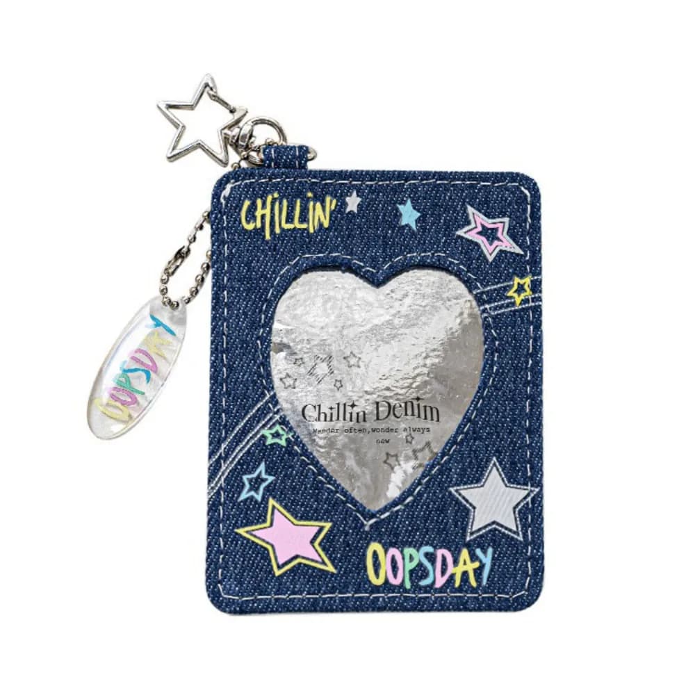 Kawaii 3 Inch Denim Card Holder Y2k Star Bag Pendant Backpack Hanging Cards Protector Card Storage Bag Girl