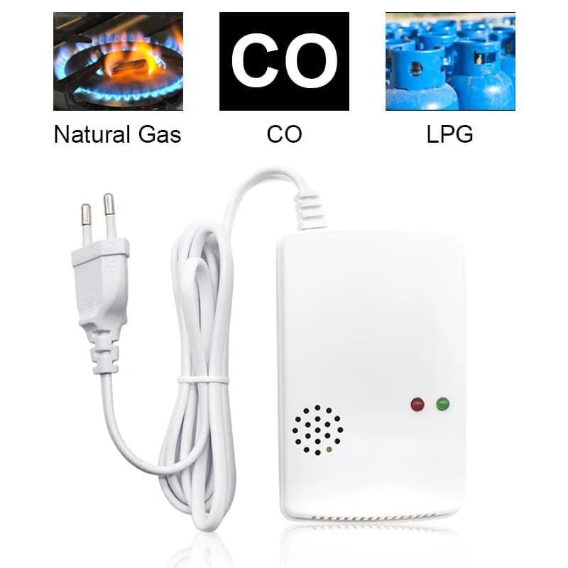 Rilevatore combinato di gas naturale e monossido di carbonio Plug In 2 in 1 Co Propano GPL Sensore di perdite di gas combustibile Allarme per cucina