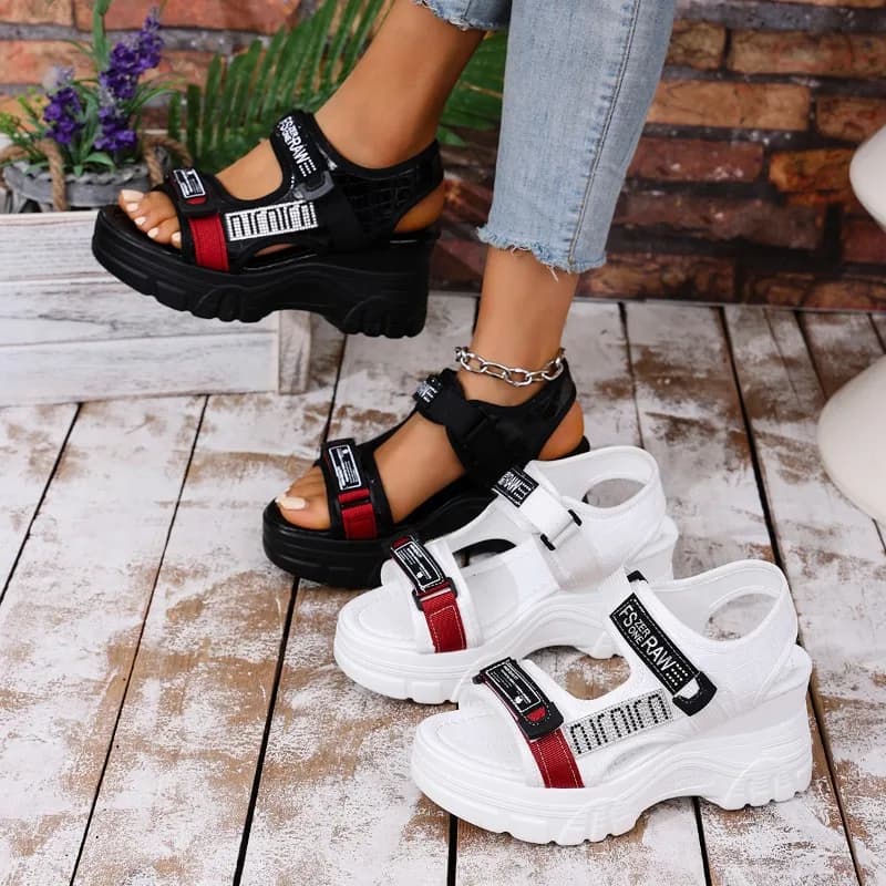 Women Platform Wedge Sandals Summer New Comfortable Shoes for Women Fashion Light Casual Velcro Beach Sandals Zapatos De Mujer