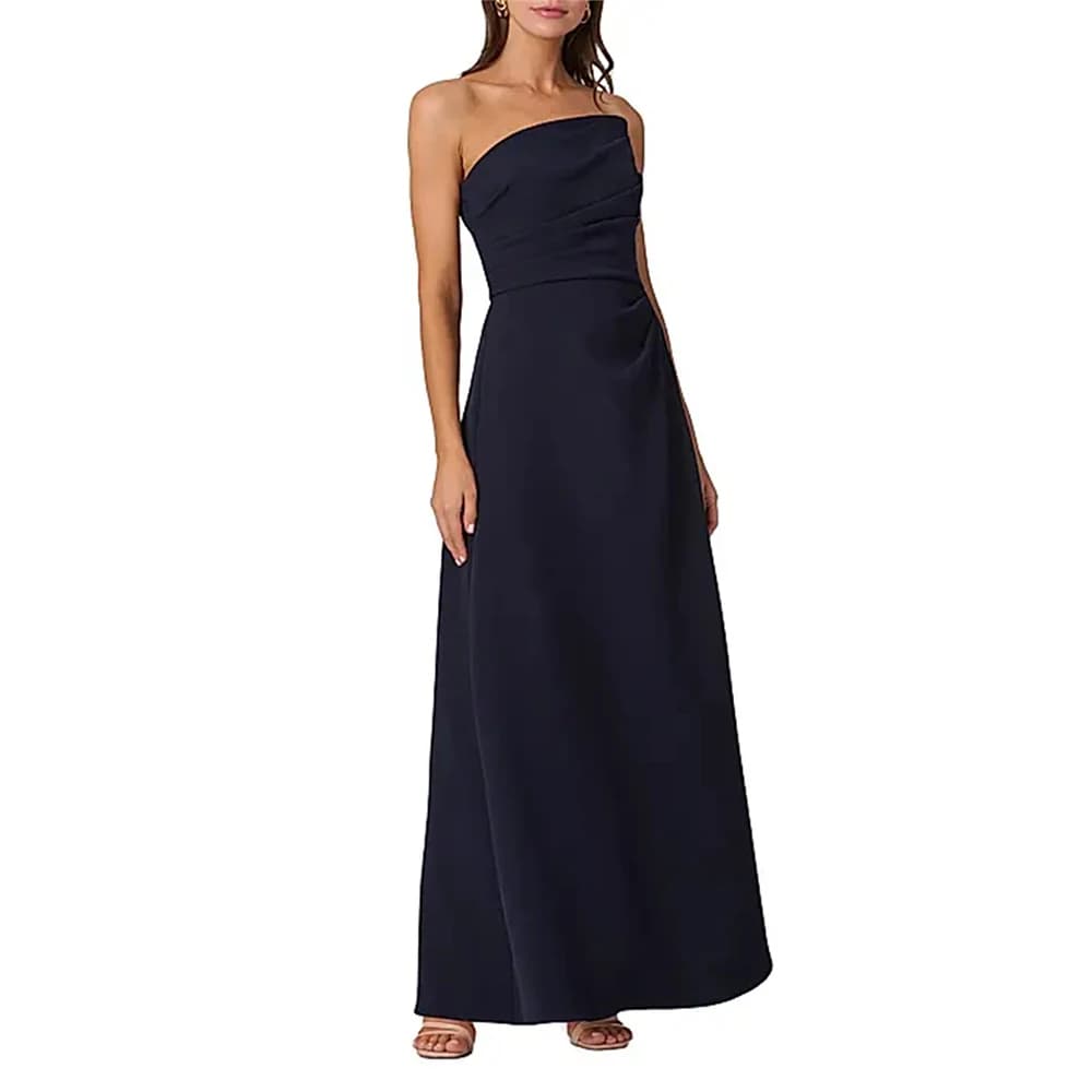 Abiti da madre della sposa, abito da cerimonia senza spalline plissettato, elegante abito a colonna, abiti da sera formali, abbigliamento da festa per donna