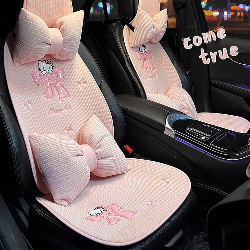 Coprisedile per auto Hello Kitty, tappetino traspirante per cuscino per sedia auto, coprisedile anteriore per auto, tappetino antiscivolo per quattro stagioni