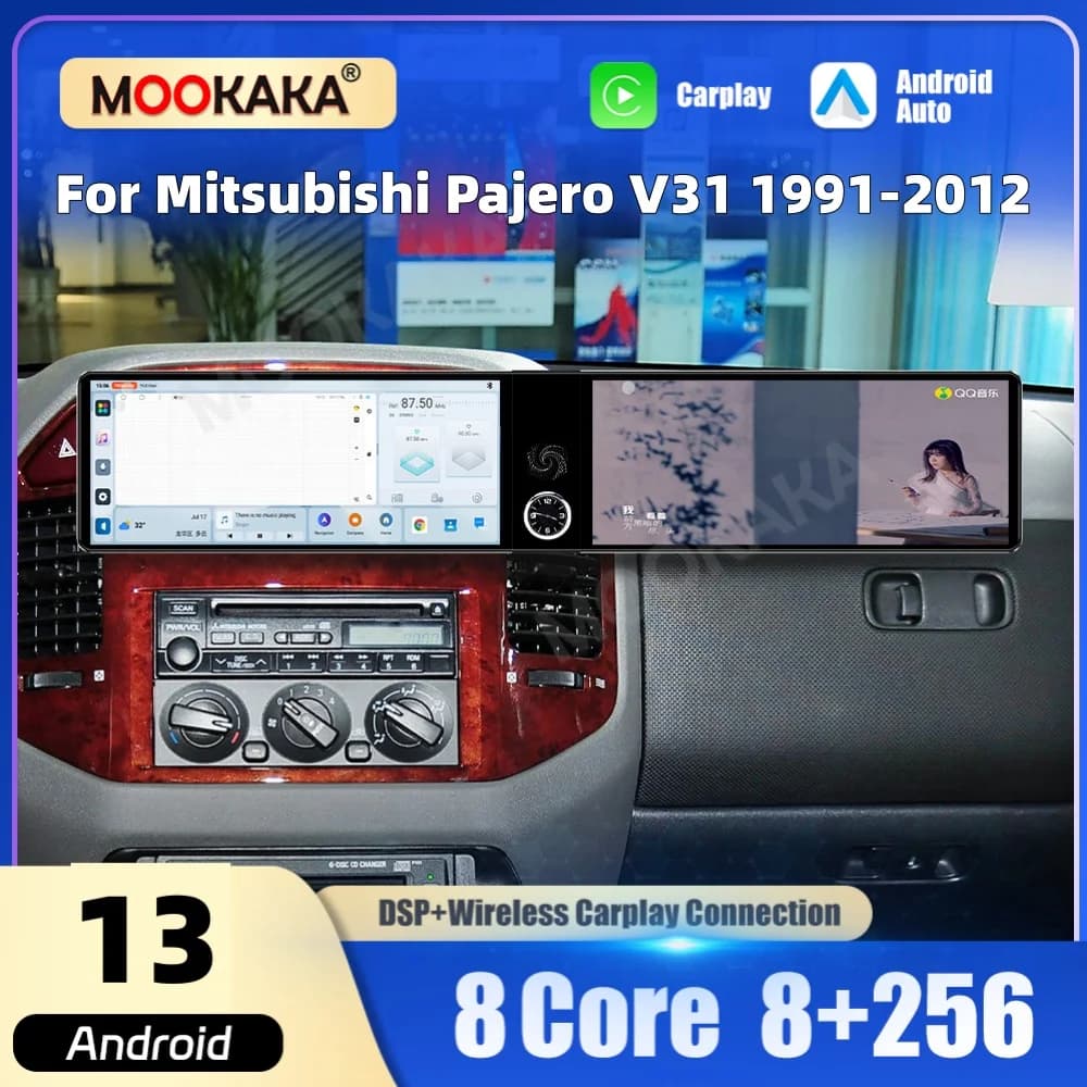 For Mitsubishi Pajero PAJERO V31 1991-2012 Android Car Stereo Wireless Carplay Android Auto GPS Navigation 12.3" HD Touch Screen