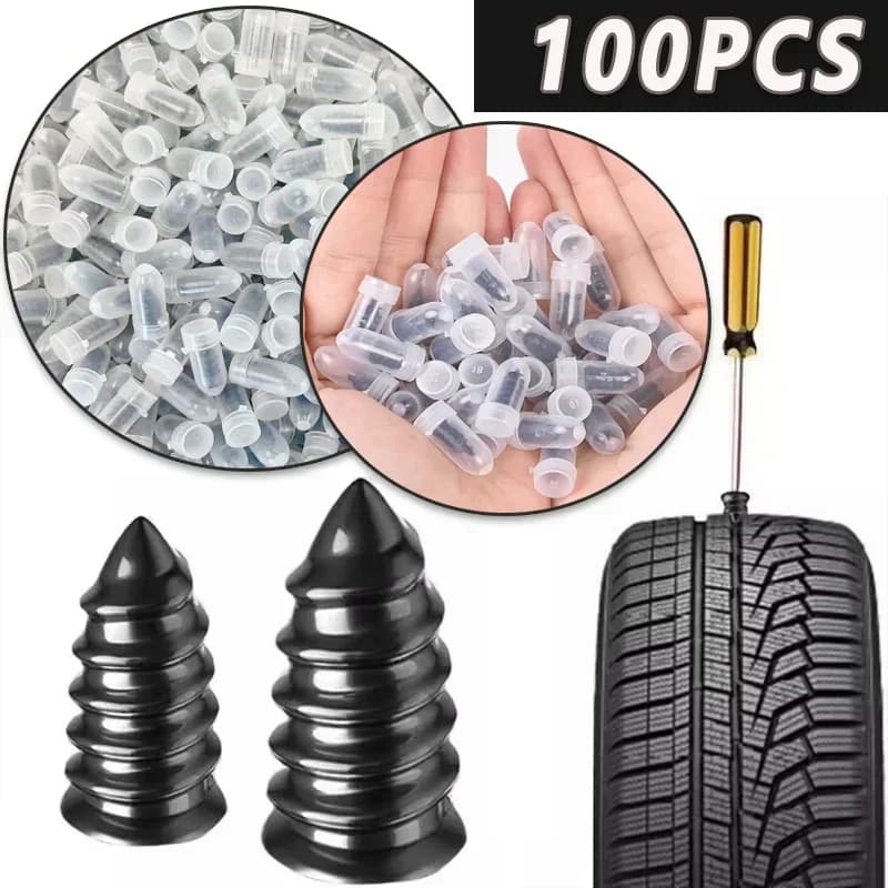 Set di 10-400 Pezzi Chiodi in Gomma per Riparazione Pneumatici Auto e Moto, Attrezzo per Riparazione Forature di Camion, Scooter e Biciclette