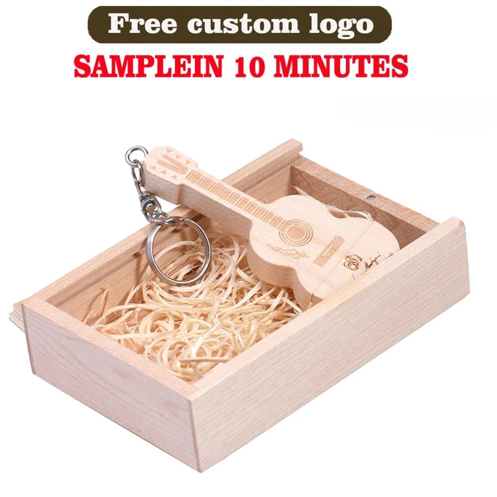 Chiavetta USB con logo personalizzato gratuito Memory Stick per chitarra in legno di acero da 128 GB 64 GB Regalo creativo Pen Drive Disco flash da 32 GB 16 GB 8 GB 4 GB