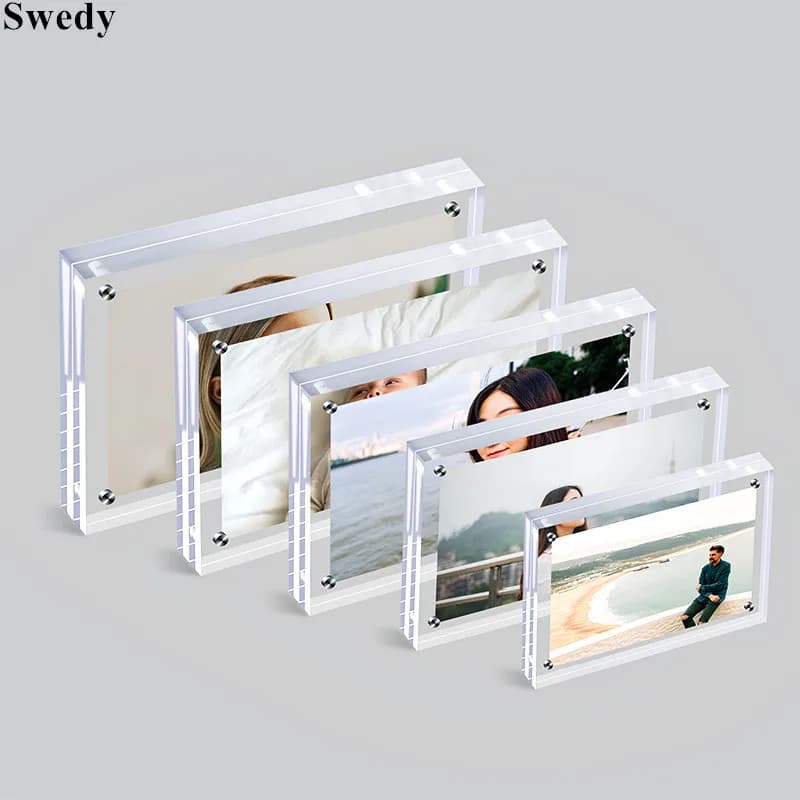 20MM Thick Magnetic Acrylic Sign Holder Display Stand Menu Paper Price Label Card Tags Wedding Baby Photo Picture Frame Block