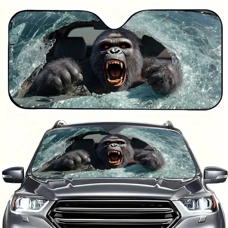 1Pcs Gorilla Windshield Sun Shade, Suitable For Rvs And Suvs, Easy Installation, With 4 Free Suction Cups, Playful Design