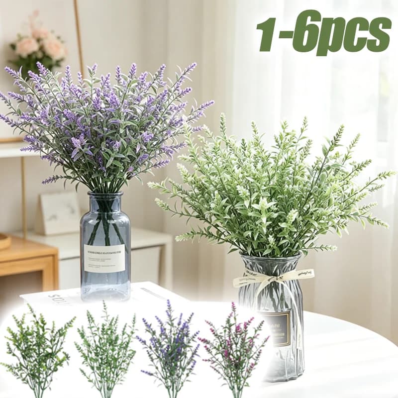 Simulation Lavender Flowers Fake Plants Green Small Grasses Artificial for Weddings Home Decorations Spring Table Decor