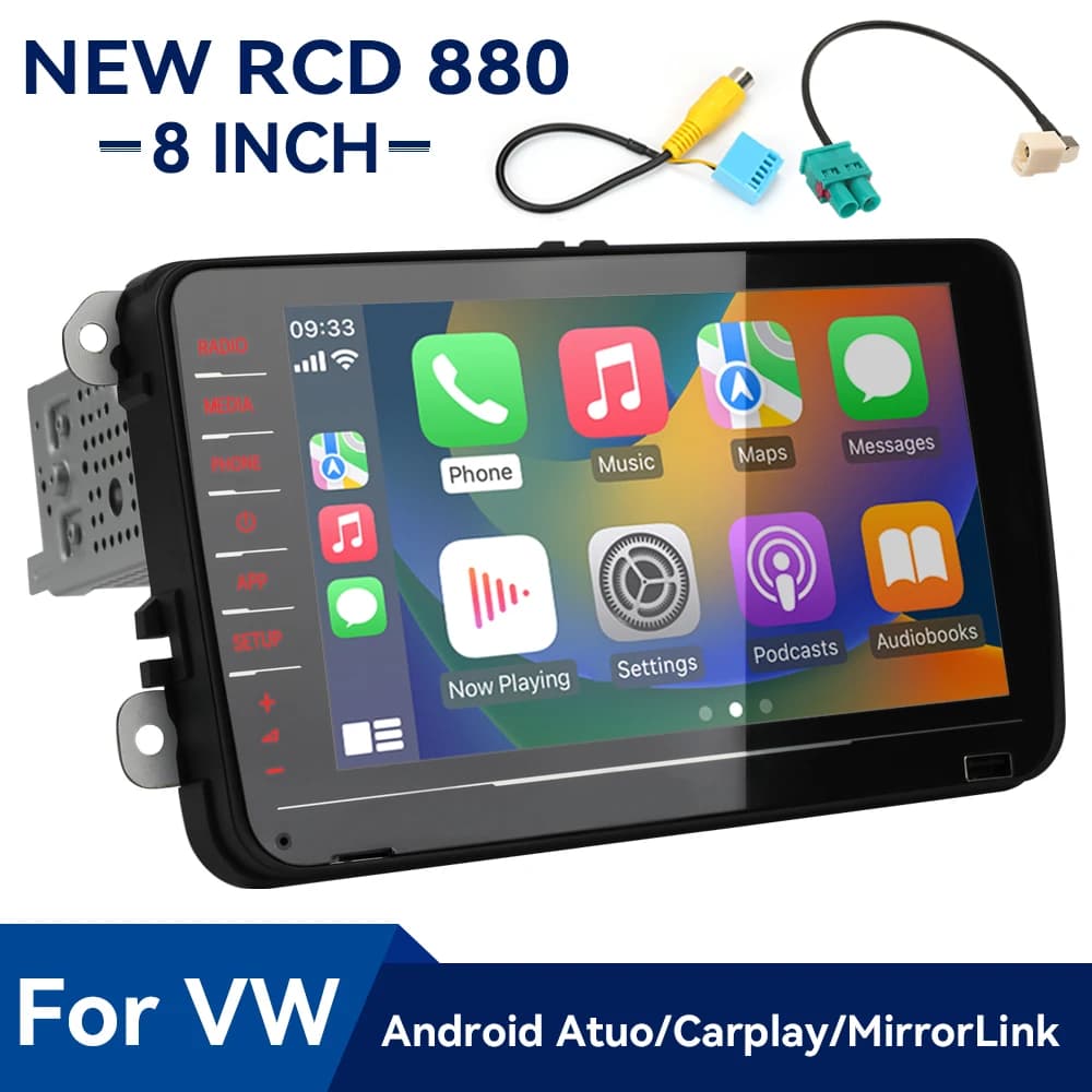 RCD880 Pro 2.0 Carplay Autoradio 8 pollici Full Touch Screen Android Auto Multi-giocatore per VW Golf 5 6 Passat B5 B6 B7 Jetta 5 6 CC