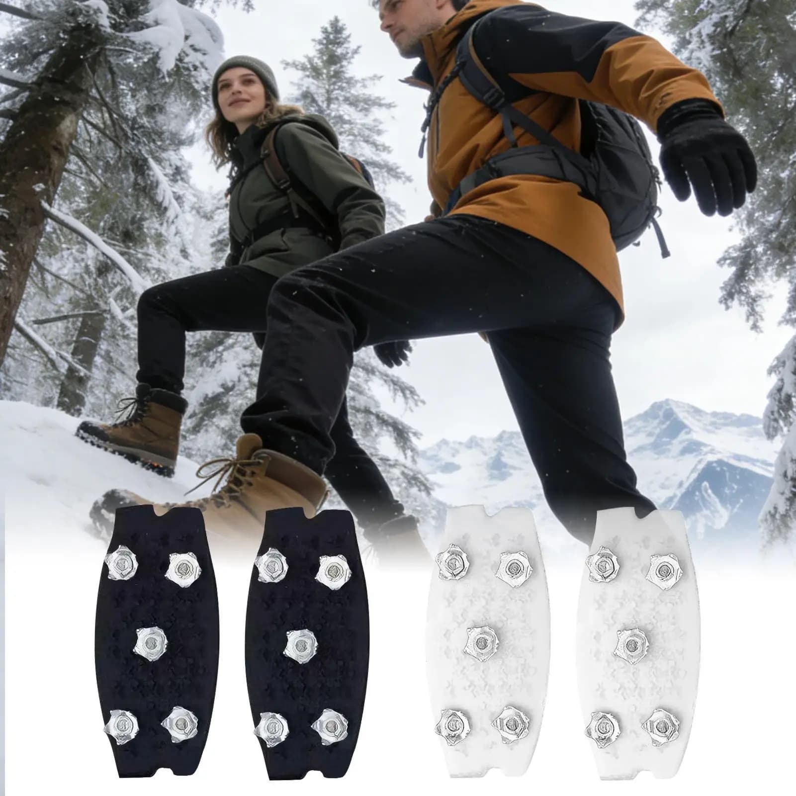 Ramponi Antiscivolo per Scarpe da Escursionismo Invernale, Copriscarpe con Punte per Neve e Ghiaccio