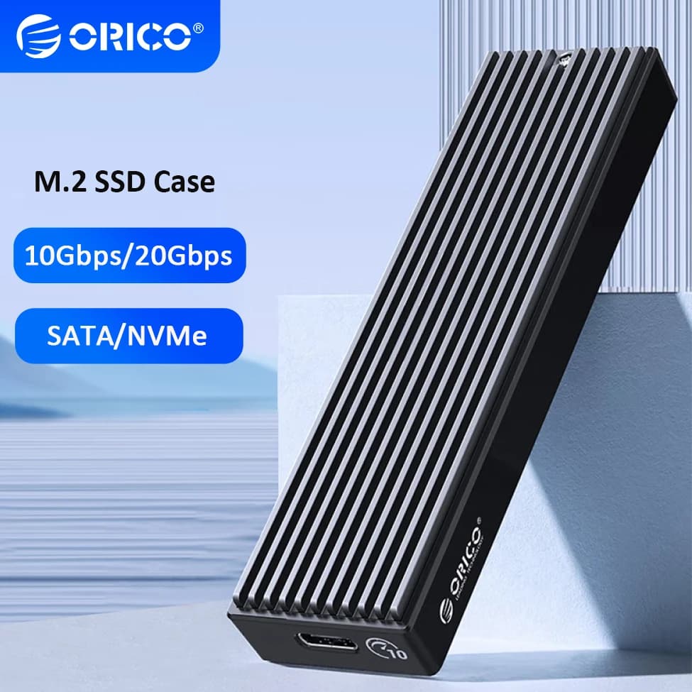 Custodia SSD ORICO M2 Custodia esterna NVMe SATA da 10 Gbps/20 Gbps USB 3.2 Gen 2 Scatola di archiviazione doppio protocollo M.2 Hard Disk House per PC