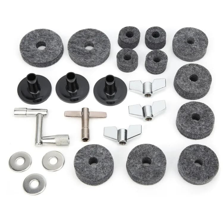 Kit di piatti in feltro per tamburo da 23 pezzi antiscivolo con dadi ad alette di base, accessori per percussioni