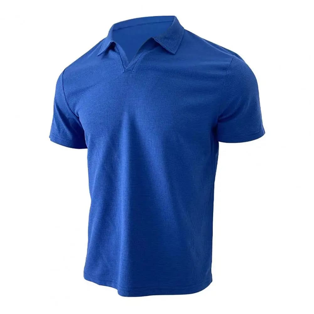 Maglietta Sportiva Elasticizzata da Uomo, Camicia da Golf a Maniche Corte con Colletto Rovesciato, T-Shirt Estiva Casual Testurizzata per Ufficio