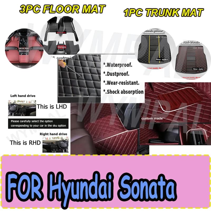 LUXURY Car Floor Mats For Hyundai Sonata i45 YF 2010~2014 Covers Rug Auto Interior Parts Luxury Mat Leather