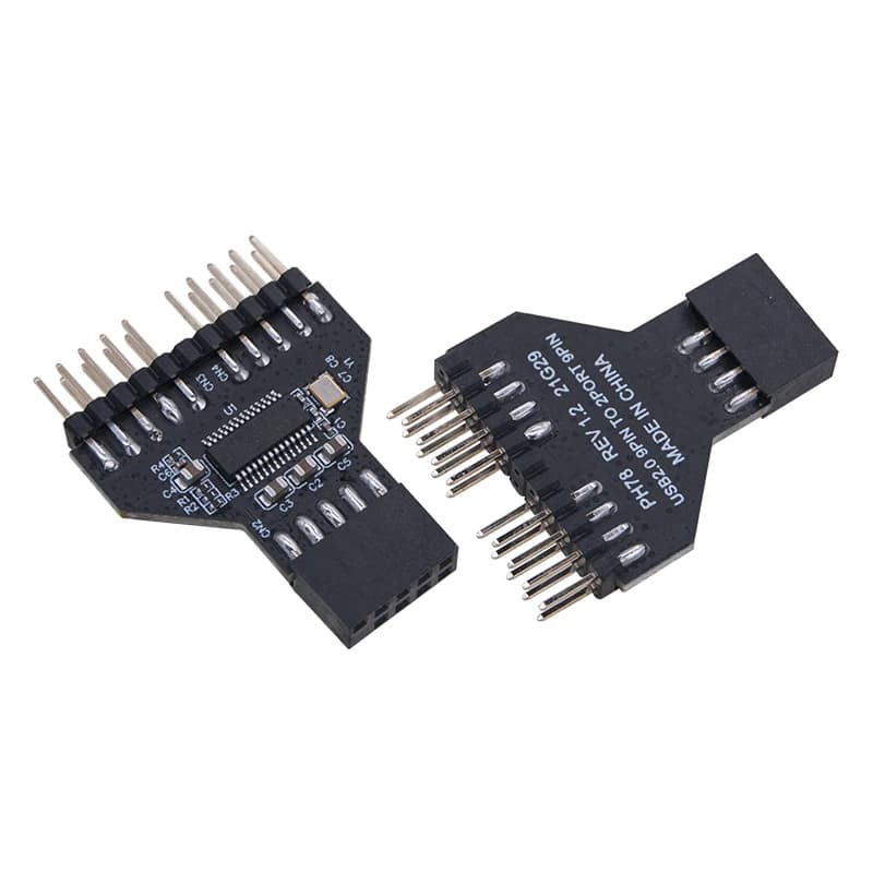 Adattatore splitter USB 2.0 da 9 pin da 1 a 2 Cablaggio secondario USB 2.0 Doppio hub interfaccia a 9 pin Estensione del pannello frontale per la scheda madre del computer