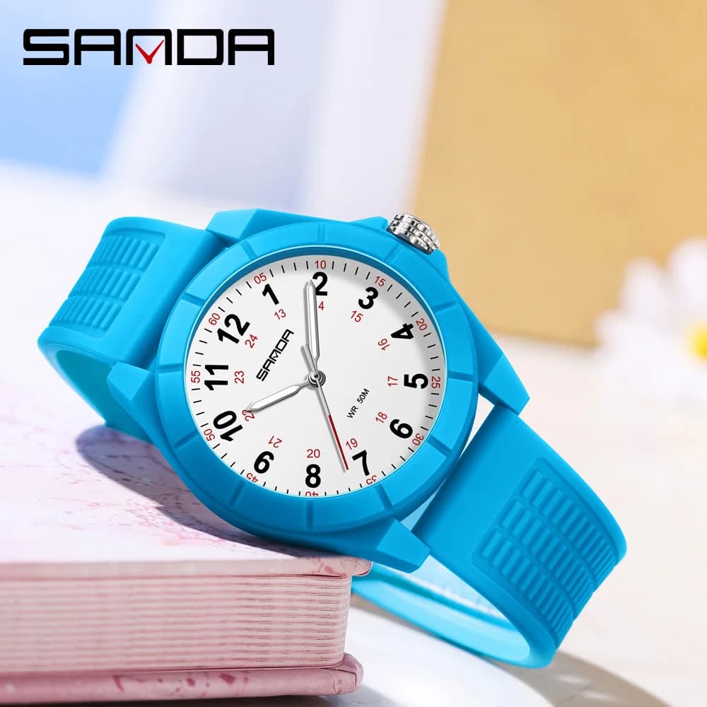 SANDA 6232 Top Brand Nurse Quartz Simple Fashion With Night Light Waterproof Silicone Strap Student wrist watches For Women