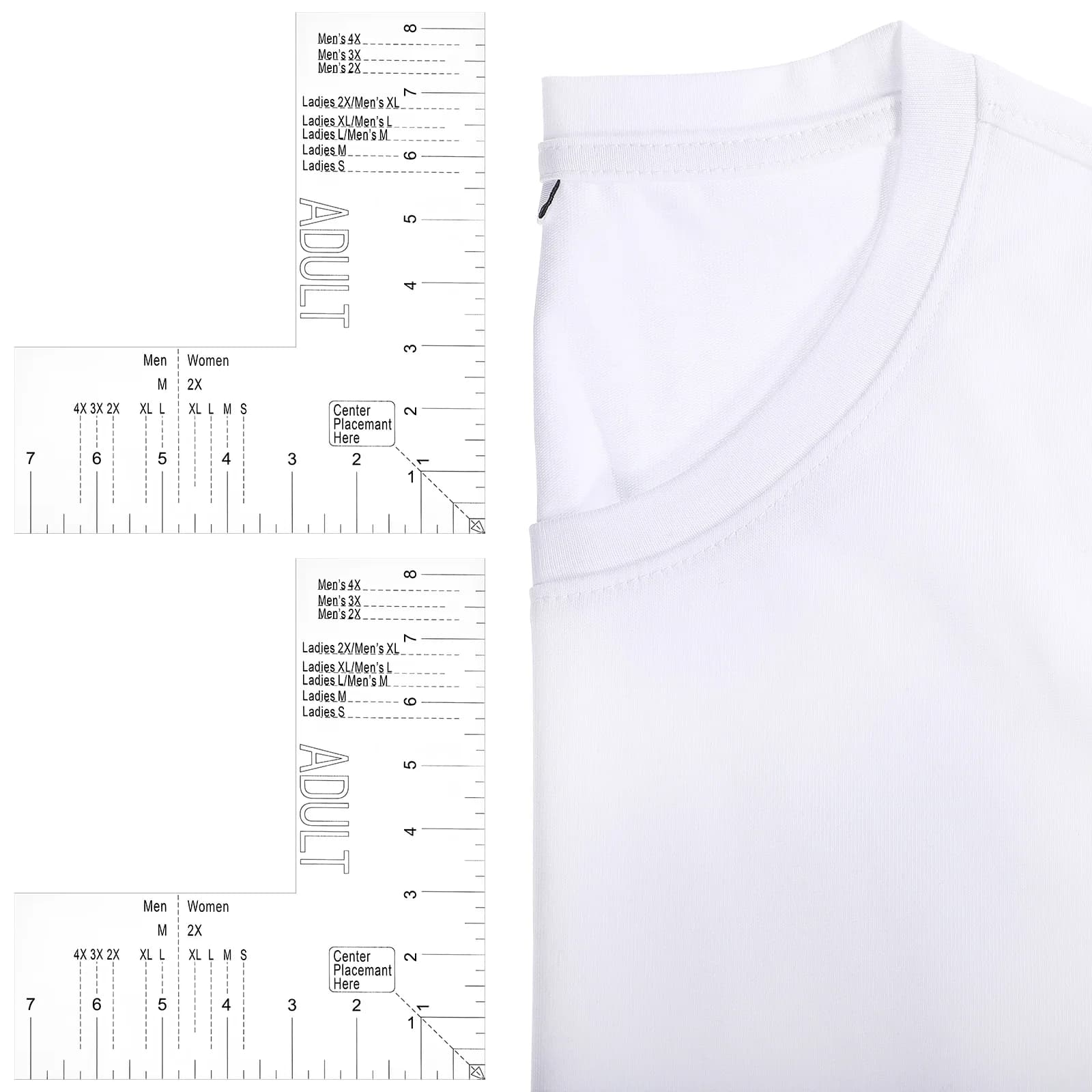 2 Pezzi Righello per T-shirt, Guida di Allineamento in Acrilico Resistente, Righelli Multipli per Misurazione Efficiente e Centraggio Design