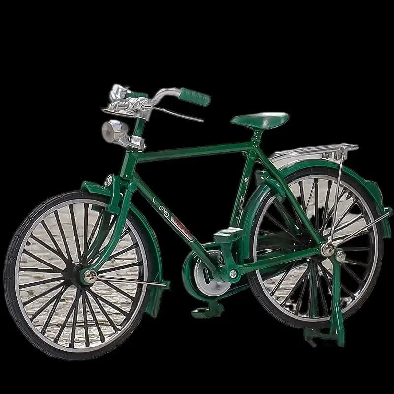 Autentico modello di bicicletta in metallo pressofuso 1:10, mountain bike in miniatura di ispirazione retrò con pompa di gonfiaggio, regali giocattolo divertenti