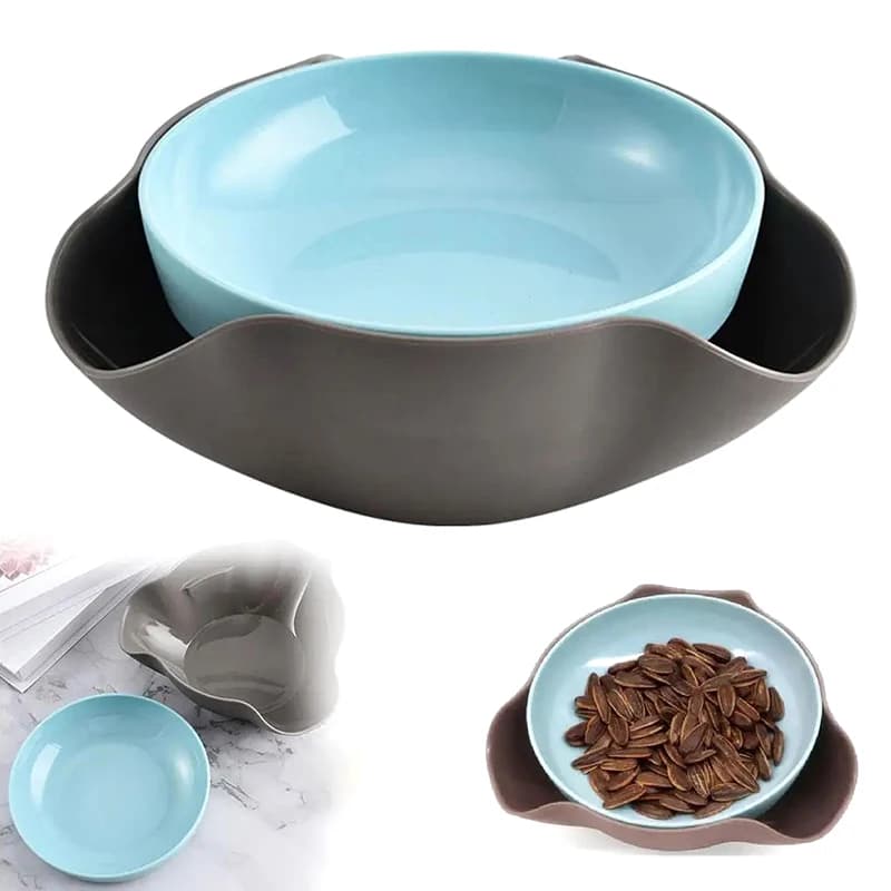 Snack Bowls Double Layer Popcorn Bowl With Storage Pistachios Bowl With Storage Round Snacks Dish For Nuts Fruits Candy Snacks