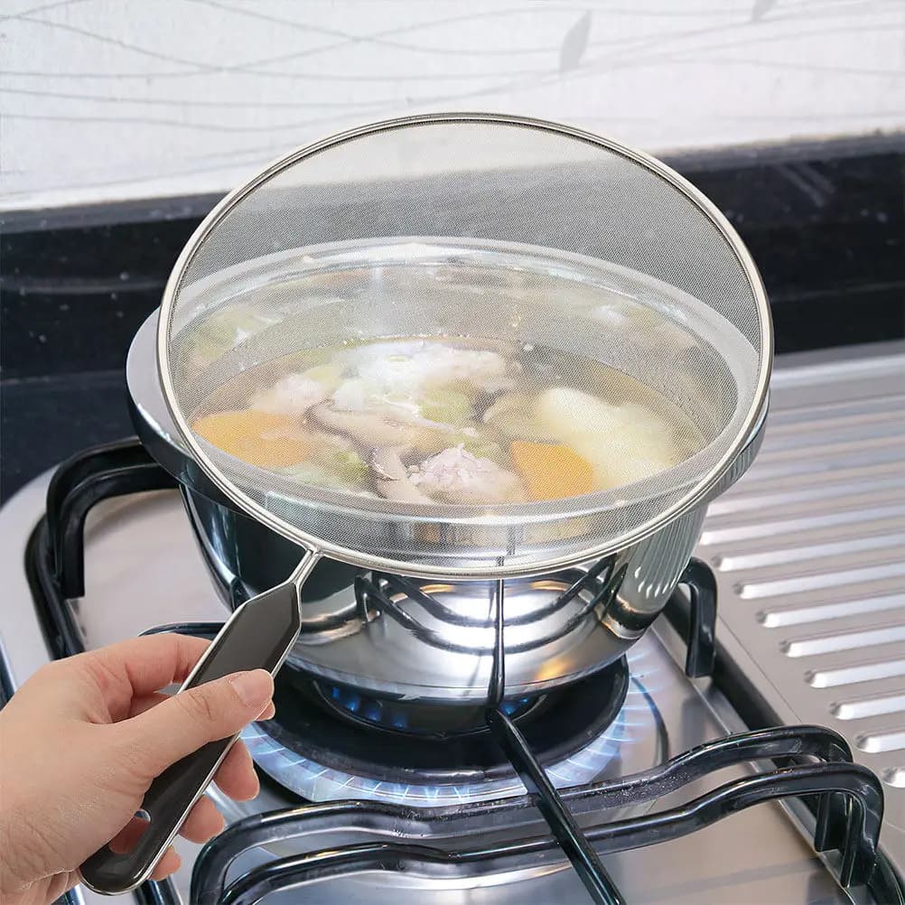 Schermo Anti-Schizzi Rotondo in Acciaio Inox per Padella, Coperchio a Rete Isolante Termico Anti-Scottatura per Cucina