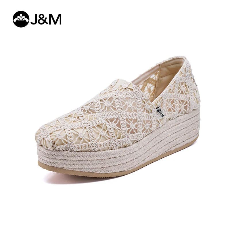 2026 J&M Scarpe Casual da Donna con Zeppa 5cm, Mocassini Primaverili Estivi in Rete Traspirante, Espadrillas con Plateau in Gomma