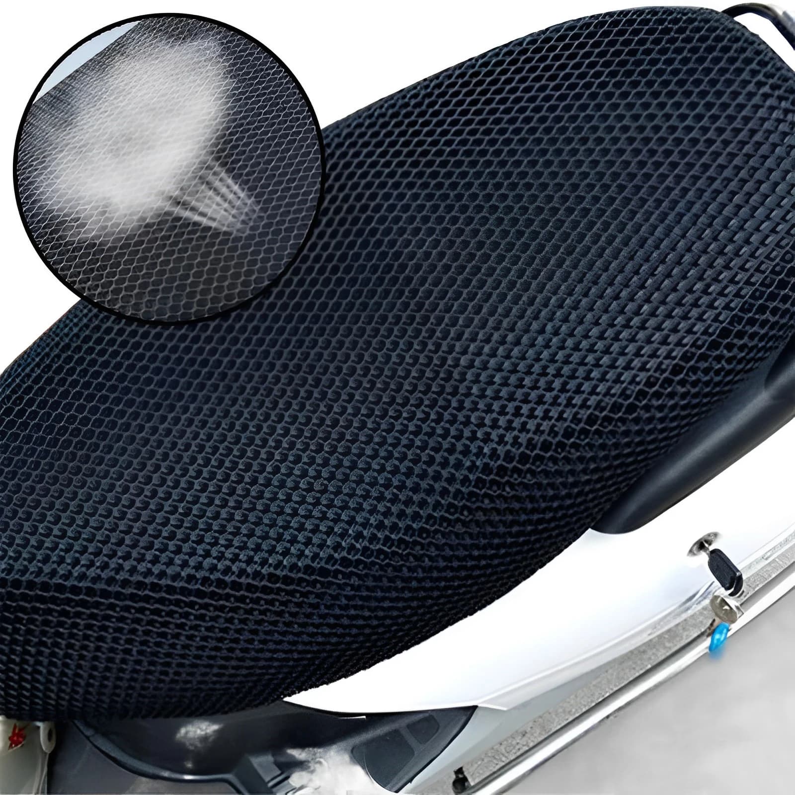 Coprisedile elettrico per moto 3D tessuto a rete protezione solare coprisedile per Scooter cuscino traspirante in rete a nido d'ape antiscivolo
