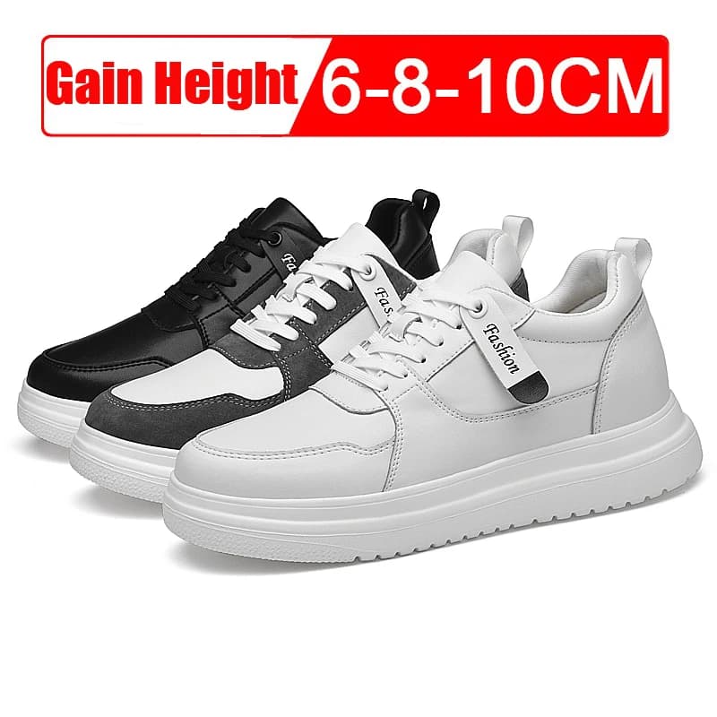 Scarpe da uomo con aumento di altezza dell'ascensore Scarpe da ginnastica Scarpe da uomo 10 cm Sport Casual Invisibile Interno Innalzamento 8 cm Scarpe bianche