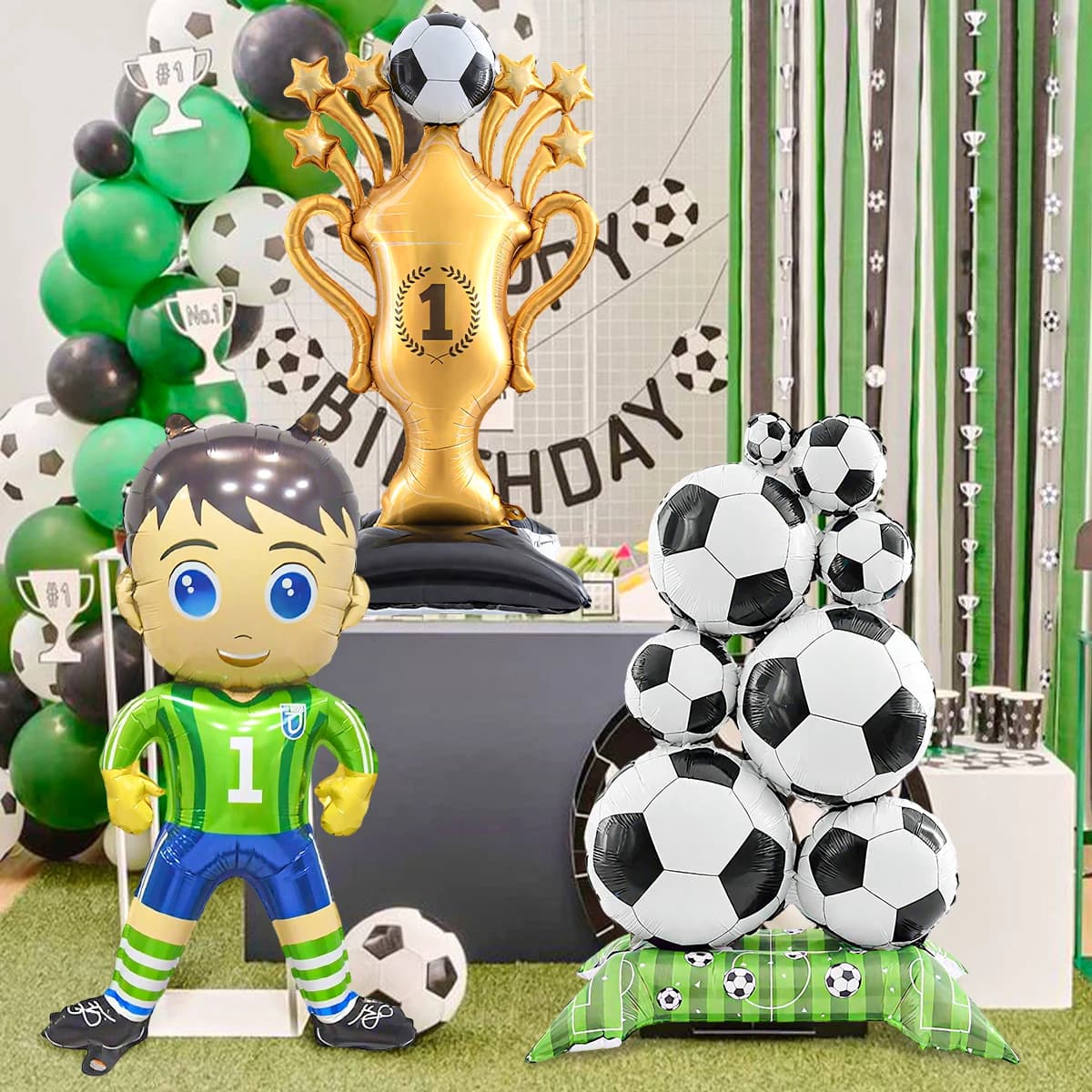 Set di palloncini per feste da calcio 1 pezzo, portiere, trofeo di calcio, palloncini da calcio, decorazioni per feste di compleanno di calcio
