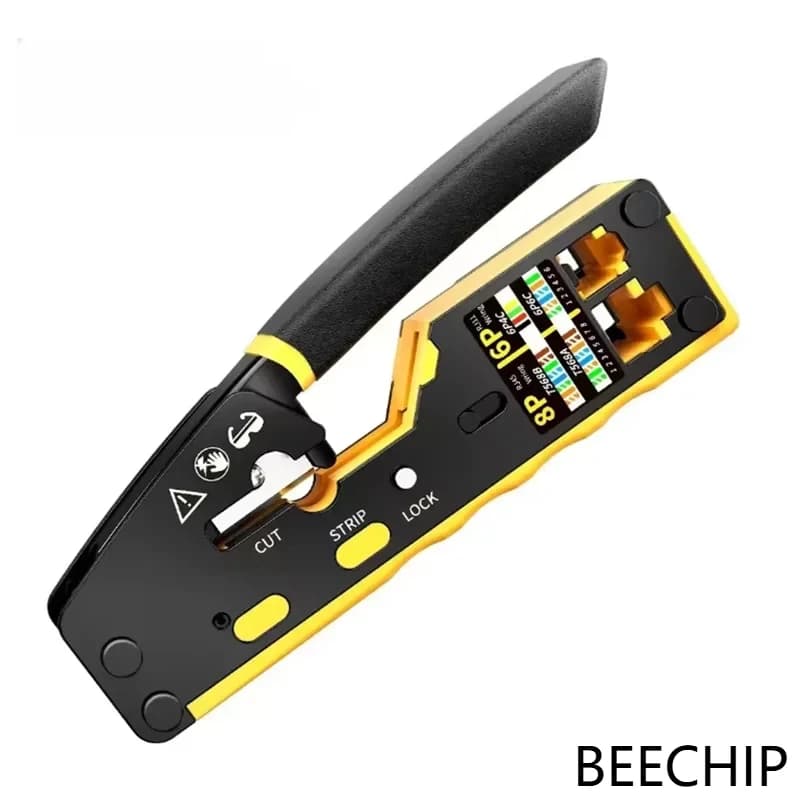 RJ45 Pass-Through Crimping Pitch, Ethernet Cable Tool for Cat6, Cat5, Cat5e, All-in-One Tool for Ethernet Cables