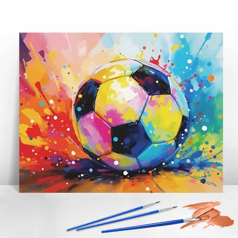 DIY Digital Oil Painting Soccer Paint By Number Canvas Painting Kits Football Arts and Crafts Kit for Adults Handpainted Gift