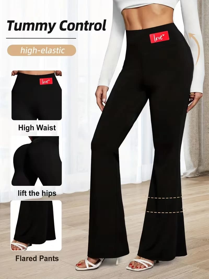 Pantaloni svasati a vita alta da donna Leggings Cintura elastica Vita media 9 Fen Lunghezza Comodo abbigliamento casual primaverile e autunnale