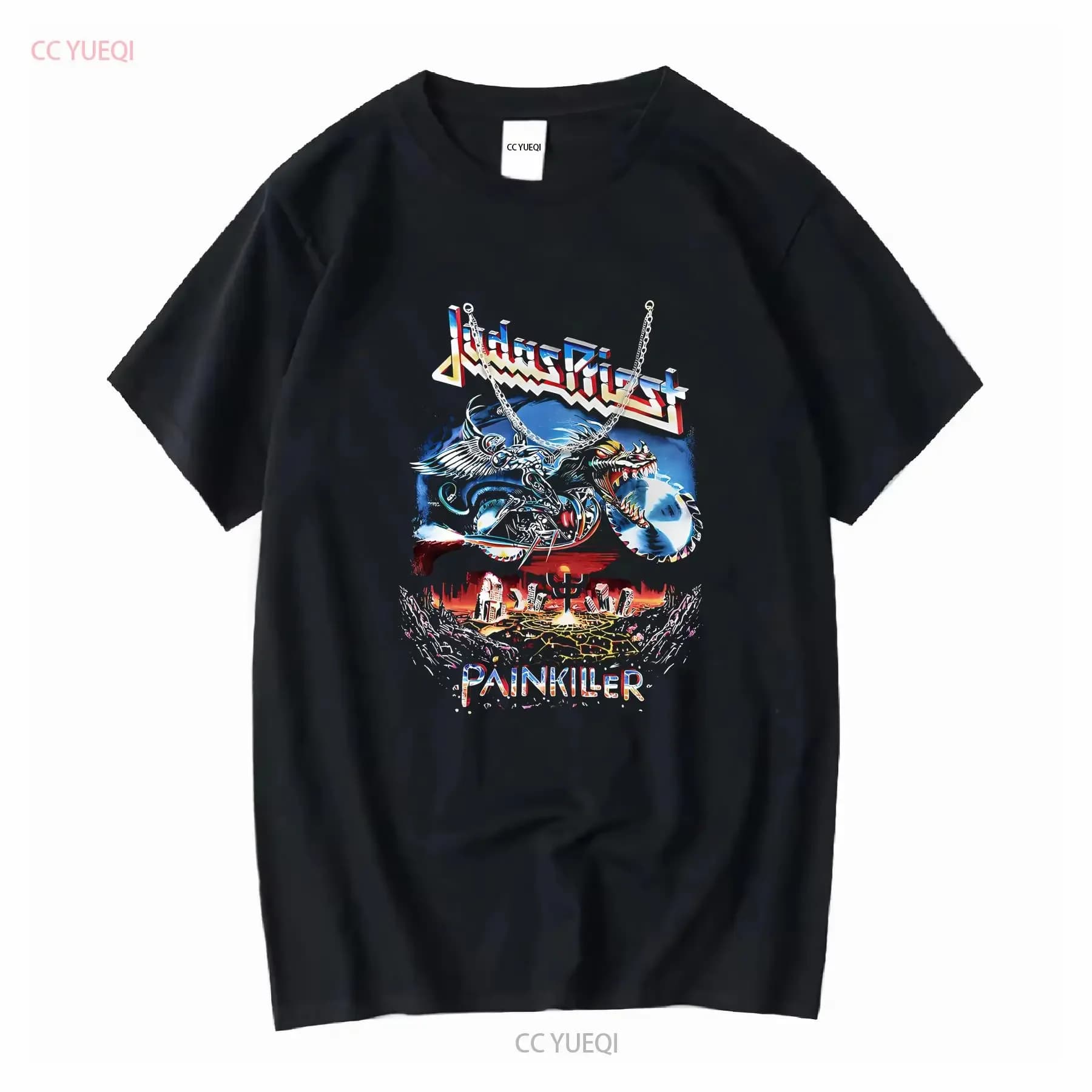 Maglietta vintage Judas Priest Painkiller Rock Band Cotton S 5XL vintage lavata allungata homme traspirante casual morbida ed elegante