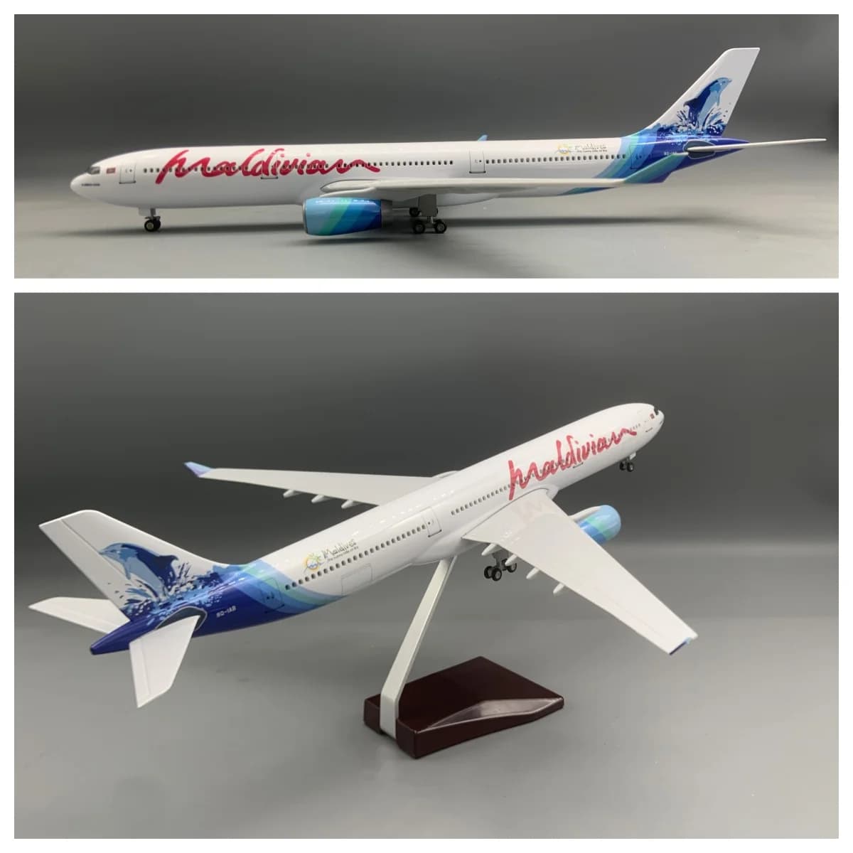 47cm Miniature Airplane Model Maldives A330 Resin Aircraft W Landing Gear Wheels Lights Collectible for Aviation Enthusiast Gift