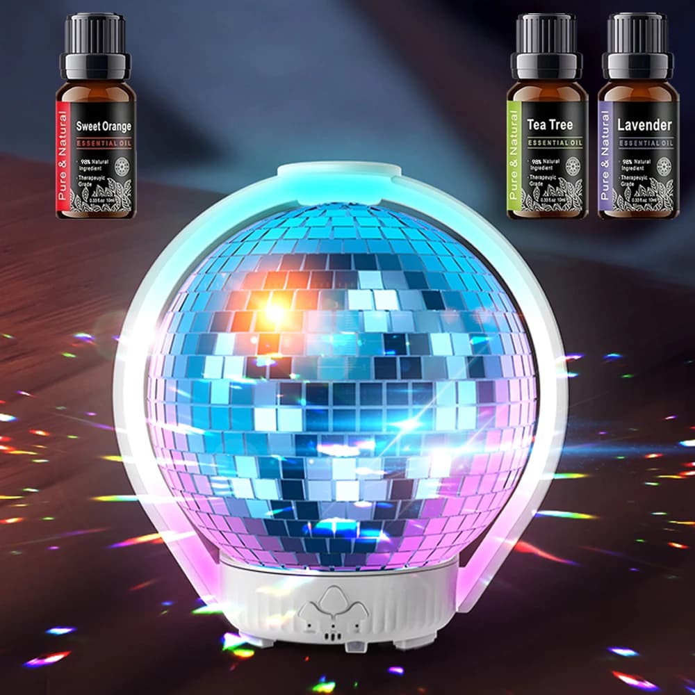 Diffusore di aromaterapia a LED con 3 oli essenziali Umidificatore da tavolo ultra silenzioso adatto per soggiorni domestici, scrivanie per ufficio e camera da letto