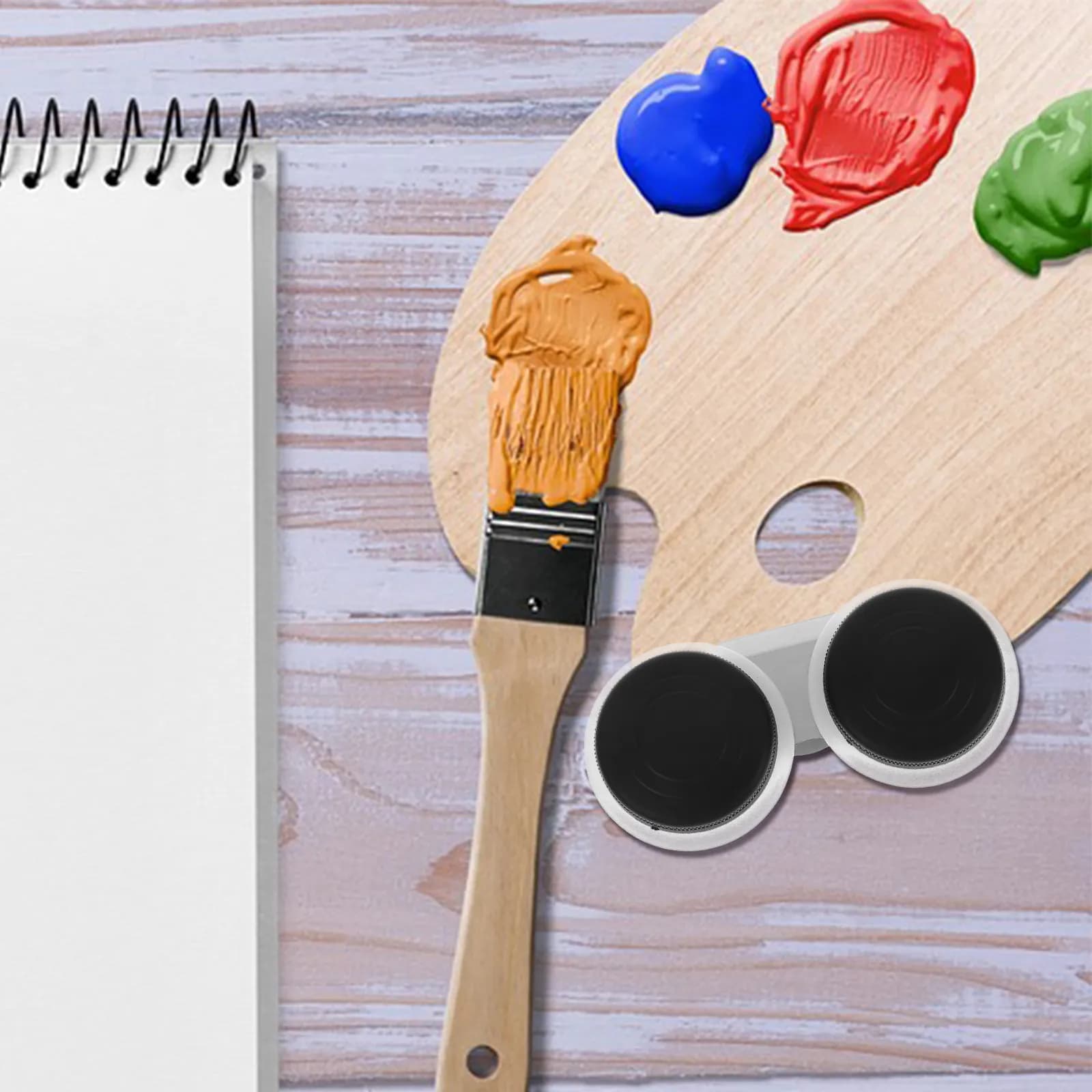 Double Port Oil Painting Palette Cup with Lid Large Capacity Plastic Paint Holder Brush Cleaner for Use