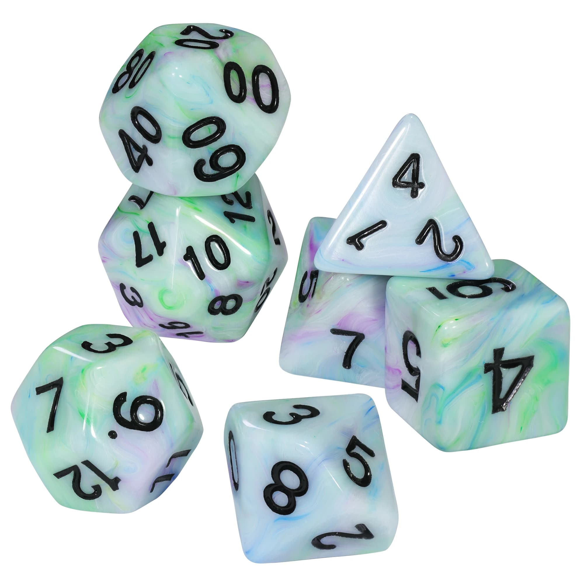 Set di 7 Dadi da Gioco Multicolore Poliedrici D4-D20 per Giochi da Tavolo DND TRPG e Accessori per Giochi da Tavolo