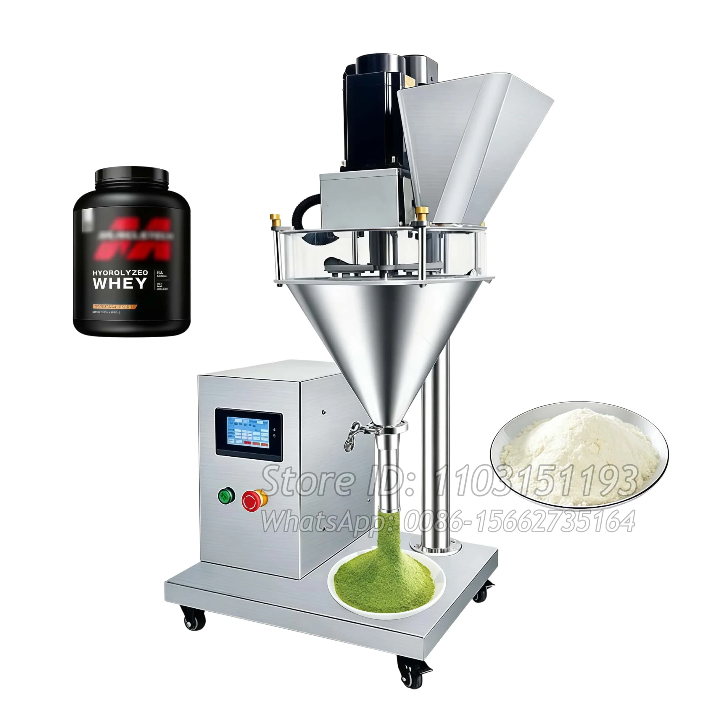 Macchina Riempitrice Verticale a Coclea Servoassistita per Bottiglie e Barattoli di Spezie, Proteine e Latte in Polvere, Monofase 220V