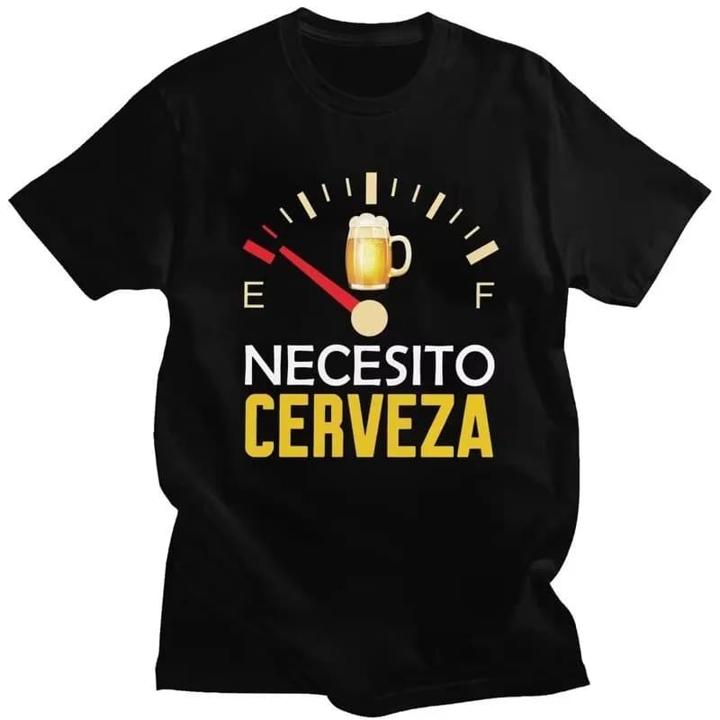 Necesito Cerveza Beer Gauge Print T-Shirt for Men 100% Cotton Casual Streetwear Tee