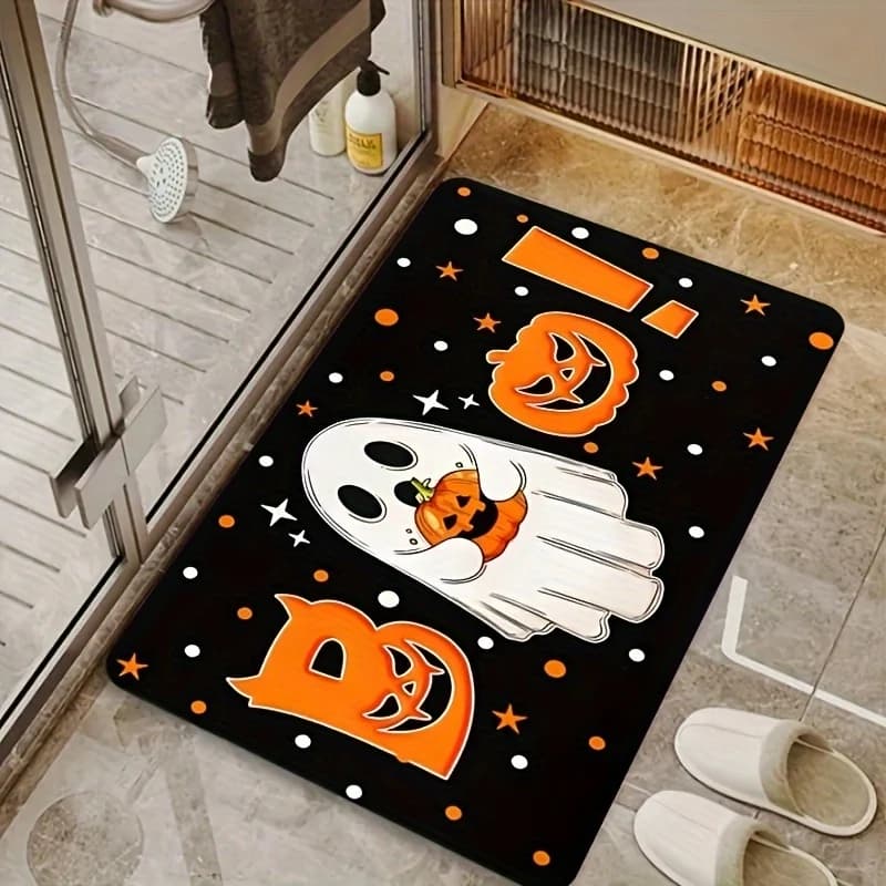 VIKAMA Tappeto di Halloween Zucca Fantasma Tappetino Zerbino Tappeto da cucina Tappetino di benvenuto Tappeto da esterno per camera da letto Decorazione di Halloween