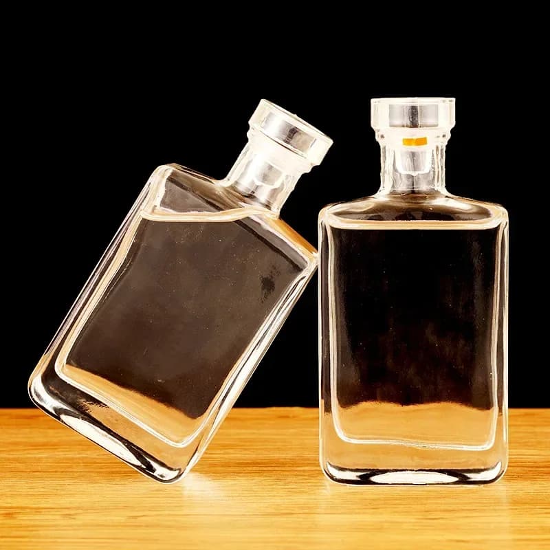 Decanter per whisky in vetro senza piombo dalla forma quadrata, bar trasparente per feste, bicchieri, bottiglia di vetro per liquore, scotch, Bourbon, 200 ml