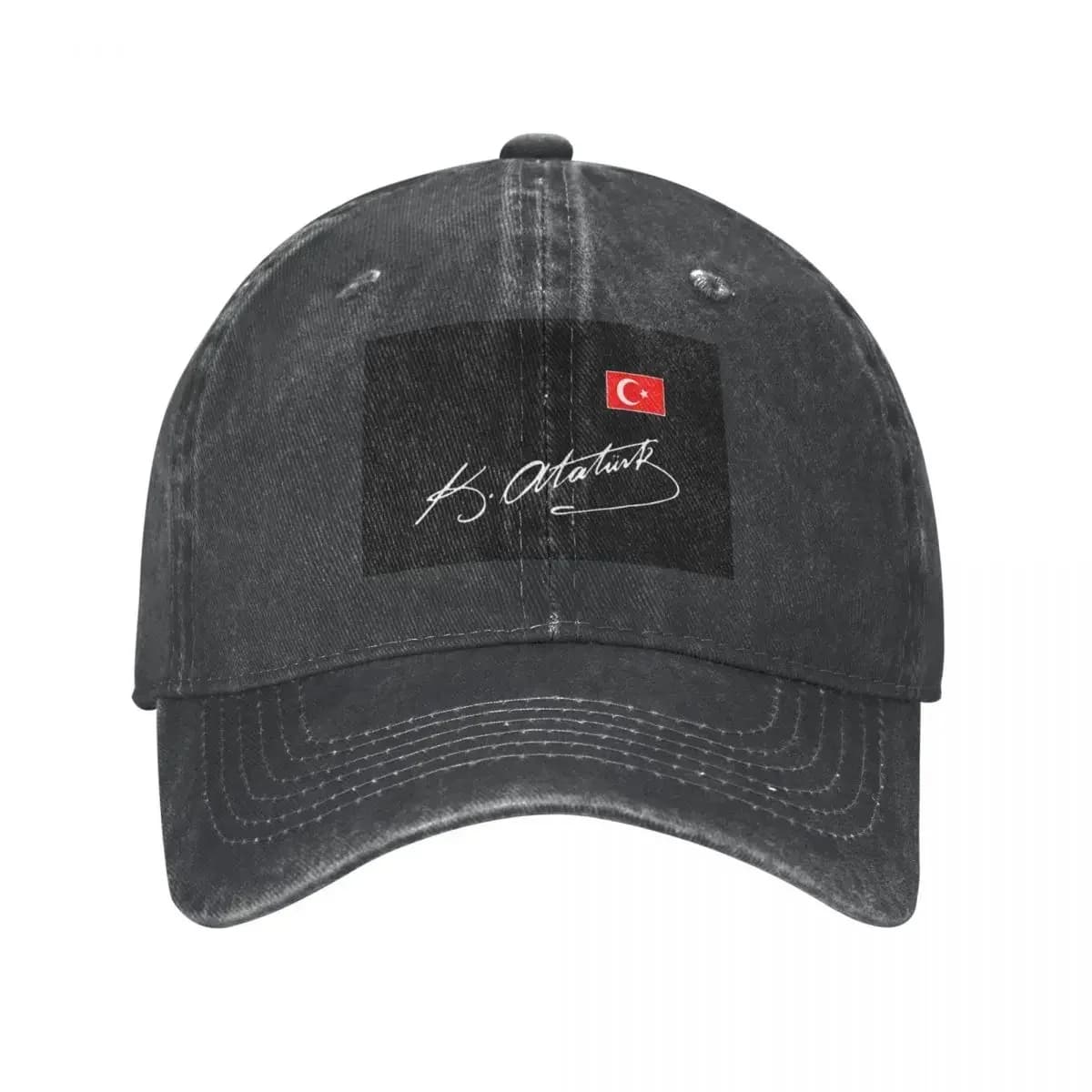 Cappellini da baseball con bandiera turca Ataturk, cappelli con firma turca di Ataturk, effetto invecchiato, per viaggi all'aperto, regolabili