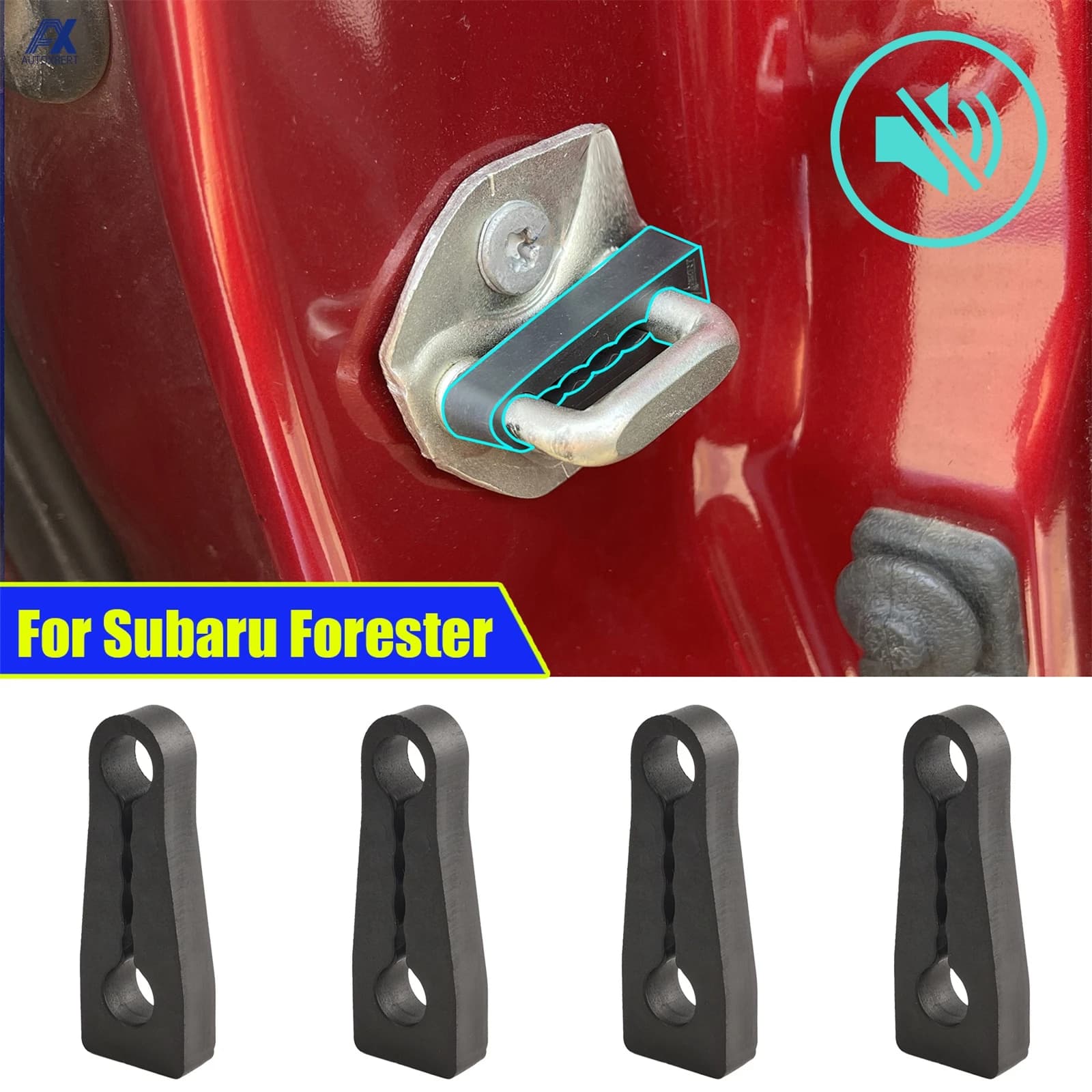 Ammortizzatore sonoro per serratura porta per Subaru Forester Impreza Outback XV / Crosstrek Legacy WRX Tattling STOP Guarnizione insonorizzata per non udenti