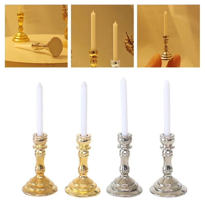 1 paio 1:12 portacandele in miniatura per casa delle bambole candeliere candelabri modello decorazioni per la casa giocattolo accessori per casa delle bambole