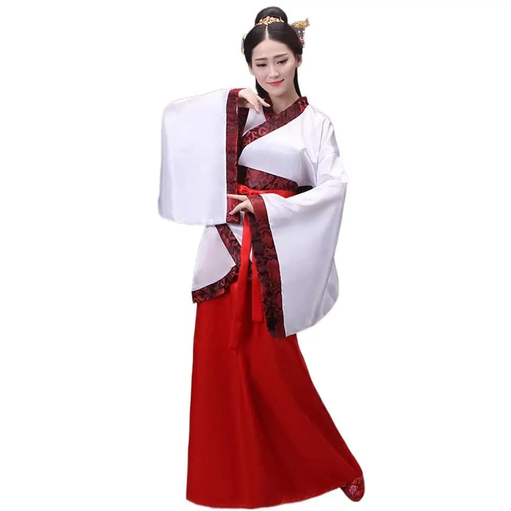 Abito lungo Hanfu a maniche lunghe Gonna da prestazione Abito da ballo cheongsam in stile antico cinese Tang